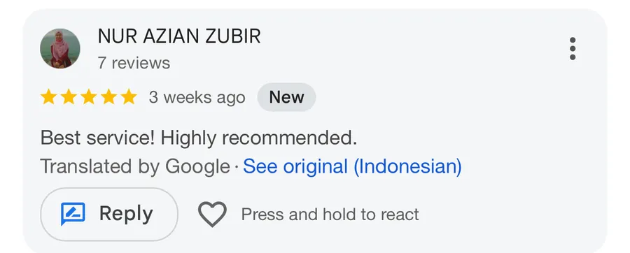 Google review pelanggan Berse
